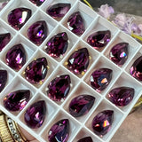 Amethyst 14x10 Swarovski Crystal Rhinestone, 4320 Pear Shape With  Settings