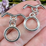 Sterling Silver Toggle Clasp, Secure and Stylish Wave Bar, 10mm ID-14mm OD, 22mm Bar