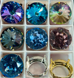 18mm Swarovski Crystal Rhinestones, Vintage and New, 1122 With Settings