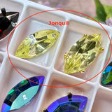 Vintage Swarovski, Czech or West German Rhinestone, 15x7mm Navette-Marquise With Setting