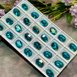Blue Zircon 14x10mm Vintage Swarovski Rhinestone, 4100 Oval, With Settings