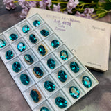 Blue Zircon 14x10mm Vintage Swarovski Rhinestone, 4100 Oval, With Settings