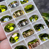 Olivine 14x10mm Vintage Swarovski Rhinestone, 4100 Oval, With Settings