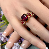 Ruby Red Vintage Swarovski Octagon Crystal, Handmade Ring, Birthstone Anniversary Gift