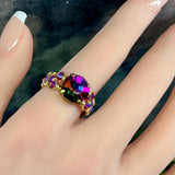 Vintage Swarovski Azalea Crystal Statement Ring - 11mm Crystal Ring - 14K GF or SS