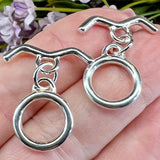 Sterling Silver Toggle Clasp, Secure and Stylish Wave Bar, 10mm ID-14mm OD, 22mm Bar