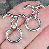 Sterling Silver Toggle Clasp, Secure and Stylish Wave Bar, 10mm ID-14mm OD, 22mm Bar