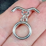 Sterling Silver Toggle Clasp, Secure and Stylish Wave Bar, 10mm ID-14mm OD, 22mm Bar