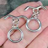 Sterling Silver Toggle Clasp, Secure and Stylish Wave Bar, 10mm ID-14mm OD, 22mm Bar
