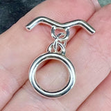 Sterling Silver Toggle Clasp, Secure and Stylish Wave Bar, 10mm ID-14mm OD, 22mm Bar