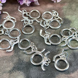 Sterling Silver Toggle Clasp, Secure and Stylish Wave Bar, 10mm ID-14mm OD, 22mm Bar