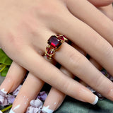 Ruby Red Vintage Swarovski Octagon Crystal, Handmade Ring, Birthstone Anniversary Gift