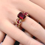Ruby Red Vintage Swarovski Octagon Crystal, Handmade Ring, Birthstone Anniversary Gift
