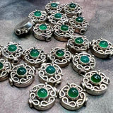Vintage Handcrafted .925 Sterling Silver Bali Gemstone Beads, Amethyst, Jade, Garnet, Tourmaline
