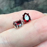 Siam 8x6mm Pear Shape, Swarovski Crystal Rhinestone With SP or GP Setting
