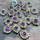 Vintage Handcrafted .925 Sterling Silver Bali Gemstone Beads, Amethyst, Jade, Garnet, Tourmaline
