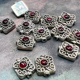 Vintage Handcrafted .925 Sterling Silver Bali Gemstone Beads, Amethyst, Jade, Garnet, Tourmaline