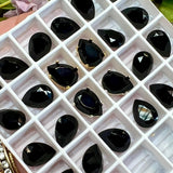 Jet 10x7mm Swarovski Crystal Rhinestone 4320 Pear Shape, With Setting