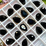 Jet 10x7mm Swarovski Crystal Rhinestone 4320 Pear Shape, With Setting