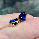 Dark Sapphire ReCreated Swarovski, Rhinestone, 10x7mm Pear 4320, With Setting