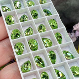 Peridot ReCreated 10x7mm Swarovski Crystal Rhinestone 4320 Pear With  Settings