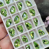 Peridot ReCreated 10x7mm Swarovski Crystal Rhinestone 4320 Pear With  Settings