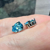 Aquamarine 8x6mm Pear Shape Swarovski Crystal Rhinestone With Setting