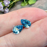 Aquamarine 8x6mm Pear Shape Swarovski Crystal Rhinestone With Setting
