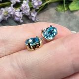 Aquamarine 8x6mm Pear Shape Swarovski Crystal Rhinestone With Setting
