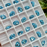 Aquamarine 8x6mm Pear Shape Swarovski Crystal Rhinestone With Setting