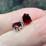 Siam 8x6mm Pear Shape, Swarovski Crystal Rhinestone With SP or GP Setting
