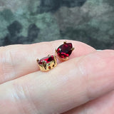 Siam 8x6mm Pear Shape, Swarovski Crystal Rhinestone With SP or GP Setting