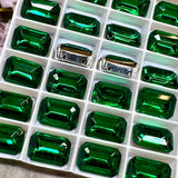 Emerald Vintage 16x11mm Crystal Rhinestones Octagon 4610 with Settings