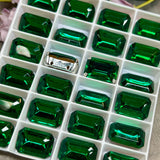 Emerald Vintage 16x11mm Crystal Rhinestones Octagon 4610 with Settings