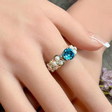 Wire Wrapped Ring with Vintage Swarovski Aquamarine & New Crystal Pearls