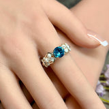 Wire Wrapped Ring with Vintage Swarovski Aquamarine & New Crystal Pearls
