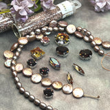 Victorian Gothic Rose Gold Pearl & Crystal Bead Soup Jewelry Making Mix, Premium 15pc Lot