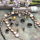 Victorian Gothic Rose Gold Pearl & Crystal Bead Soup Jewelry Making Mix, Premium 15pc Lot