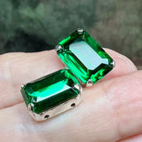Emerald Vintage 16x11mm Crystal Rhinestones Octagon 4610 with Settings