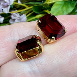 Garnet 12x10mm Swarovski Crystal Rhinestone, Transparent Art 4600 With Setting