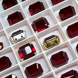 Garnet 12x10mm Swarovski Crystal Rhinestone, Transparent Art 4600 With Setting