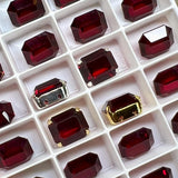 Garnet 12x10mm Swarovski Crystal Rhinestone, Transparent Art 4600 With Setting