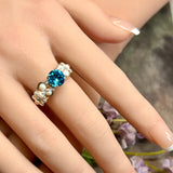 Wire Wrapped Ring with Vintage Swarovski Aquamarine & New Crystal Pearls