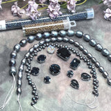 Rare Montana Blue Octagon & Rivoli Crystal Bead Soup - Curated Iridescent Midnight Pearl Jewelry Making Mix
