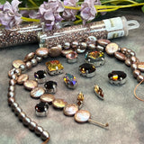 Victorian Gothic Rose Gold Pearl & Crystal Bead Soup Jewelry Making Mix, Premium 15pc Lot