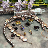 Victorian Gothic Rose Gold Pearl & Crystal Bead Soup Jewelry Making Mix, Premium 15pc Lot