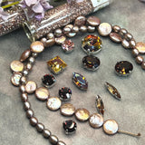 Victorian Gothic Rose Gold Pearl & Crystal Bead Soup Jewelry Making Mix, Premium 15pc Lot