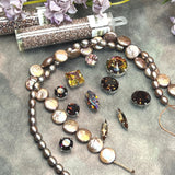 Victorian Gothic Rose Gold Pearl & Crystal Bead Soup Jewelry Making Mix, Premium 15pc Lot