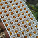 Dark Orange 34ss  - 7mm Swarovski Crystal Rhinestone, with Settings, Bead Embroidery (4 Pieces)