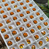 Dark Orange 34ss  - 7mm Swarovski Crystal Rhinestone, with Settings, Bead Embroidery (4 Pieces)